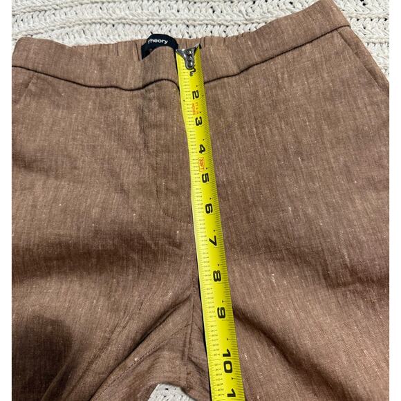 Theory Treeca Pull On Pants Linen Lyocell Womens Size 0 Brown Stretch MSRP $245 - Picture 4 of 10